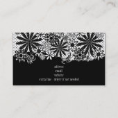 Carte de visite pointillé noir et blanc de fleurs (Dos)