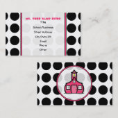 Carte de visite pointillé/rose de polka de (Devant / Derrière)