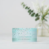 Carte De Visite Points bleus de toile de confettis de parties (Debout devant)