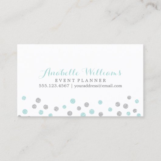 Carte De Visite Points Confetti de Parties scintillant de menthe e (Devant)
