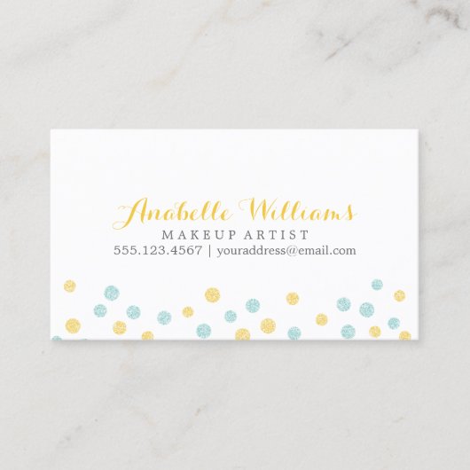 Carte De Visite Points Confetti de Parties scintillant Faux Jaune (Devant)