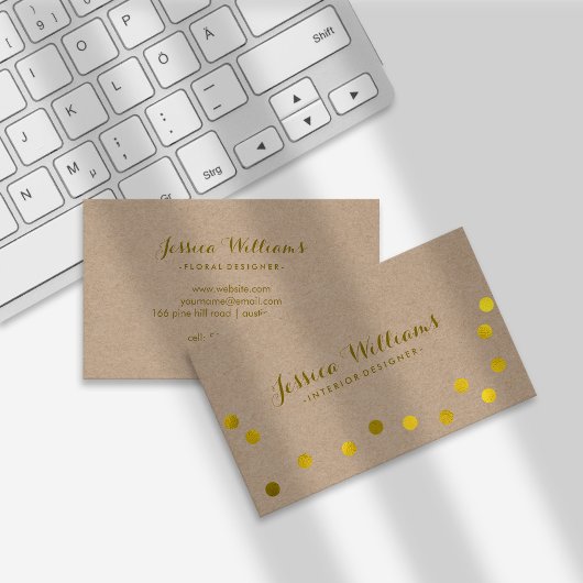 Carte De Visite Points Confetti Faux Gold Foil