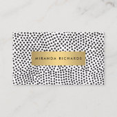 Carte De Visite Points Confetti Noir Luxe avec Bar Or (Devant)