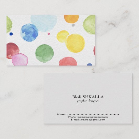 Carte De Visite Points d'aquarelle 1 (Devant / Derrière)