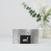 Carte De Visite Points de confetti argent moderne et élégant (Debout devant)