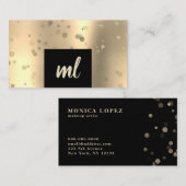 Carte De Visite Points de confetti en or moderne et élégant (Devant / Derrière)