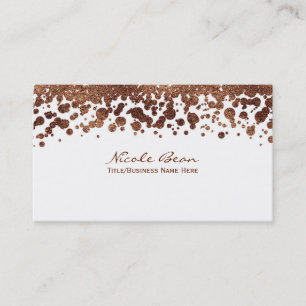 Carte De Visite Points de confettis blancs et bronze Glamour Shimm