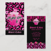 Carte De Visite Points de glaçage de coeur de petit gâteau de rose (Devant / Derrière)