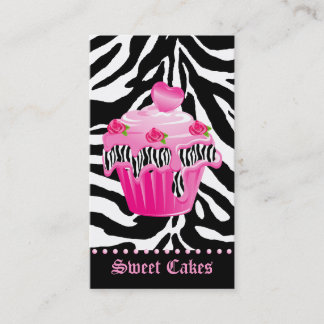 Carte De Visite Points de glaçage de coeur de petit gâteau de rose