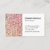 Carte De Visite Points d'encre Abstraits couleur or rose (Dos)
