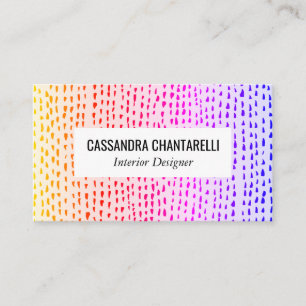 Carte De Visite Points d'encre Abstraits Gras Arc-en-ciel Chic col