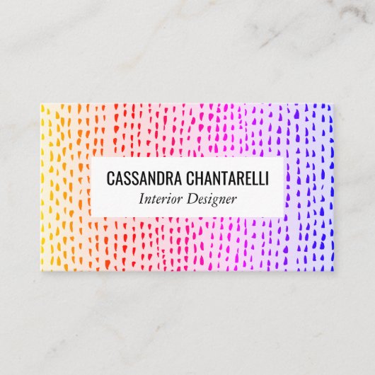 Carte De Visite Points d'encre Abstraits Gras Arc-en-ciel Chic col (Devant)
