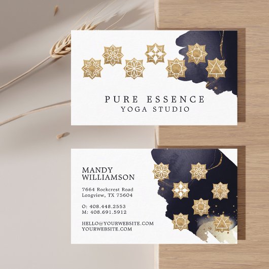 Carte De Visite Points d'énergie Holistic Gold Chakra Encre foncée