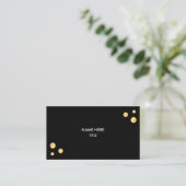 Carte De Visite Points Dorés Élégants sur Fond Noir (Debout devant)