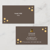 Carte De Visite Points Dorés Élégants sur Marron Café (Devant / Derrière)