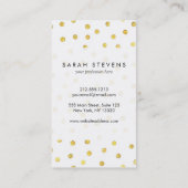 Carte De Visite Points élégants de confettis de feuille d'or (Dos)