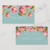 Carte De Visite Points élégants d'or et roses roses faits sur (Devant / Derrière)