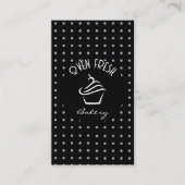 Carte De Visite Points en noir blanc Texte Boulangerie Cupcake (Devant)