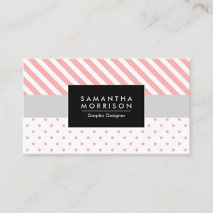 Carte De Visite Points et bandes roses