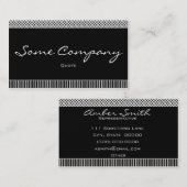 Carte De Visite Points Et Bandes Simples (Noir Et Blanc) (Devant / Derrière)