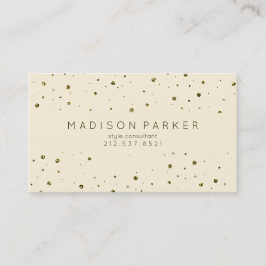 Carte De Visite Points fascinants d'or sur Ecru (Devant)