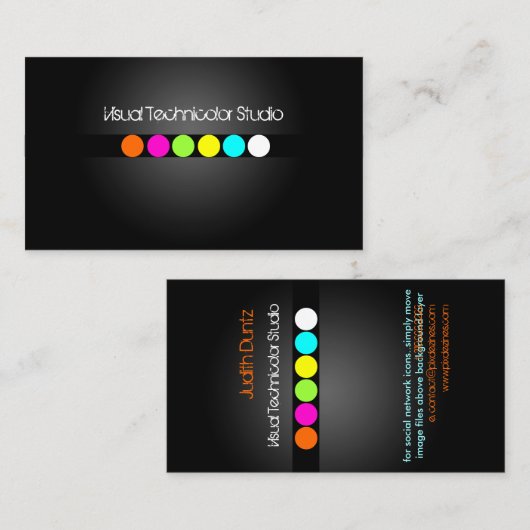 Carte De Visite Points fluorescents Cool/élégants (Devant / Derrière)