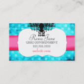 Carte De Visite Points Girly de turquoise de roses indien de (Dos)