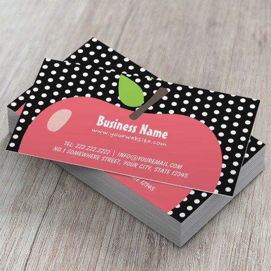 Carte De Visite Points noirs de garde d'enfants à la pomme mignonn