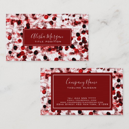 Carte De Visite Points Noirs Et Rouges Abstraits (Devant / Derrière)