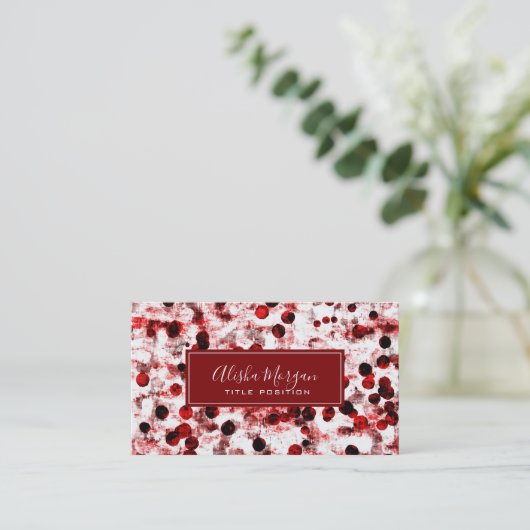 Carte De Visite Points Noirs Et Rouges Abstraits (Debout devant)