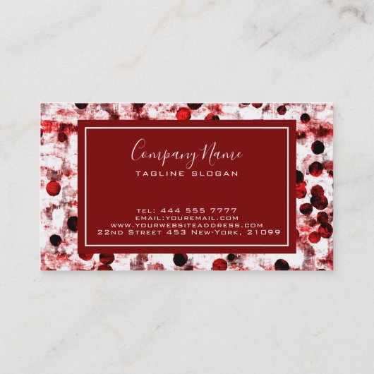 Carte De Visite Points Noirs Et Rouges Abstraits (Dos)