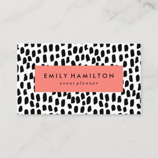 Carte De Visite Points noirs modernes Corail (Devant)