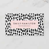 Carte De Visite Points noirs modernes rose pâle (Devant)