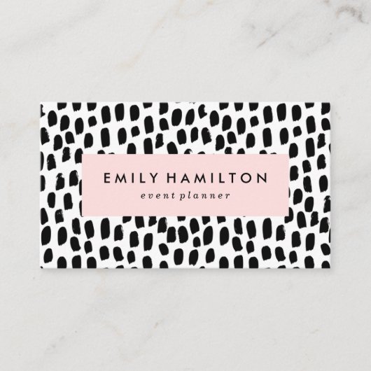 Carte De Visite Points noirs modernes rose pâle (Devant)