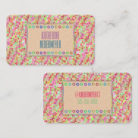 Carte De Visite Points rose (Devant / Derrière)