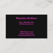 Carte De Visite Points rose vif sur Arrière - plan noir (Dos)