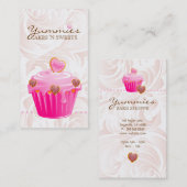 Carte De Visite Points roses de glaçage de petit gâteau de coeurs (Devant / Derrière)