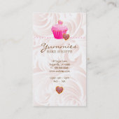 Carte De Visite Points roses de glaçage de petit gâteau de coeurs (Dos)