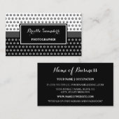 Carte De Visite Points simples Noir et Blanc avec bande grise (Devant / Derrière)