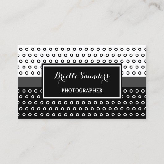 Carte De Visite Points simples Noir et Blanc avec bande grise (Devant)