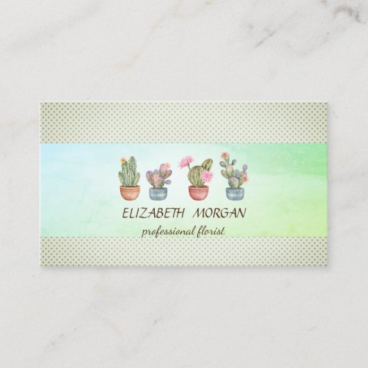 Carte De Visite Points Succulents de Cactus à bande (Devant)