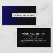 Carte De Visite Points Techno Bleu Élégant Noir Moderne (Devant / Derrière)