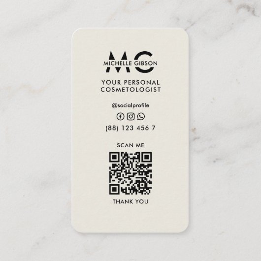 Carte De Visite Poireaux minimaux Artiste maquillage technique Tan (Dos)