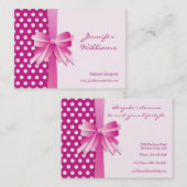 Carte De Visite Pois assez rose et dessinateur d'intérieurs d'arc (Devant / Derrière)