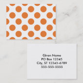 Carte De Visite Pois blanc et orange (Devant / Derrière)