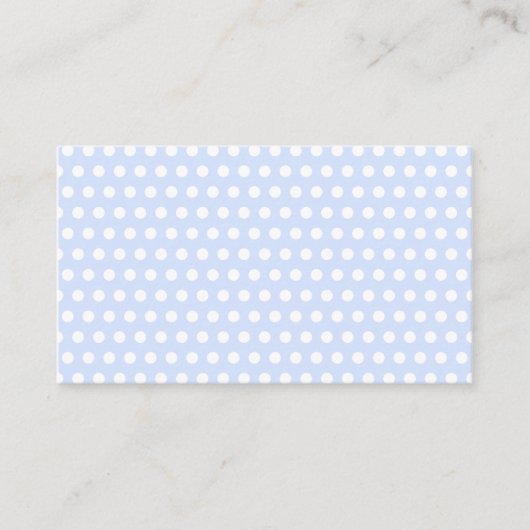 Carte De Visite Pois blancs sur Baby Blue (Devant)