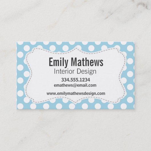 Carte De Visite Pois bleu clair (Devant)