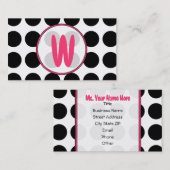 Carte De Visite Pois/carte de visite rose de mode de monogramme (Devant / Derrière)