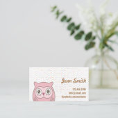 Carte de visite Pois Cute Pink Owl (Debout devant)
