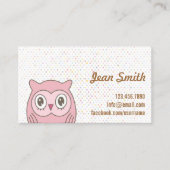 Carte de visite Pois Cute Pink Owl (Devant)